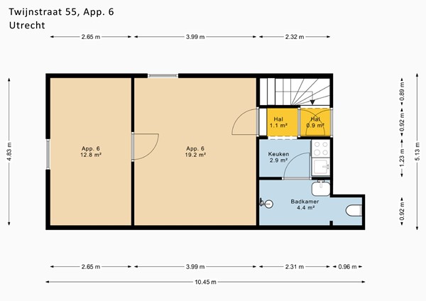 Floorplan - Twijnstraat 55, 3511 ZH Utrecht